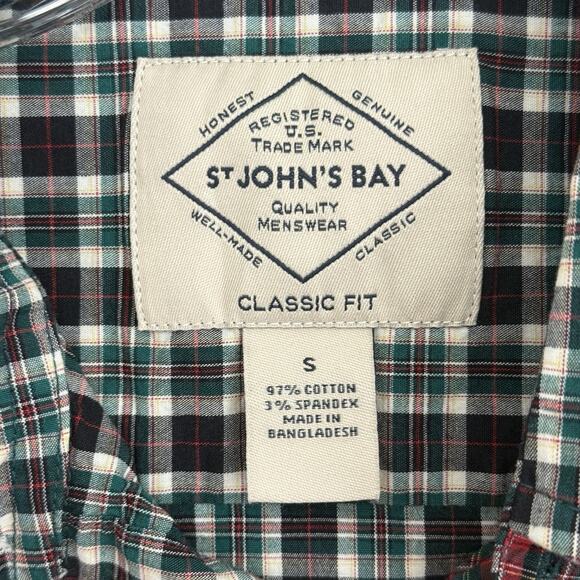 St. Johns Bay Shirt Mens Small Red Black Tartan Mashup Long Sleeve Button-Down - Picture 8 of 14